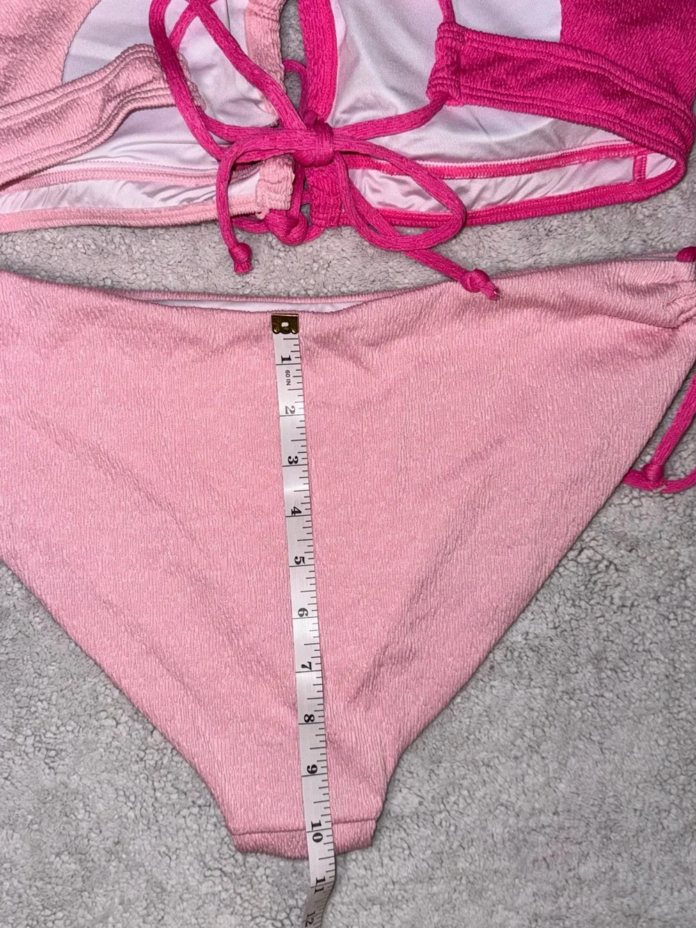 B2prity Two Tone Pink Bikini Set Textured Halter Tie Side Swimwear NWT